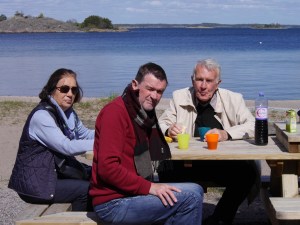 Lunch - all you can see are wine beakers!