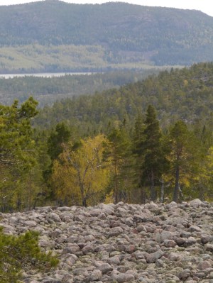 Typical rocky terrain and views opening out