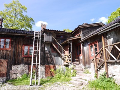 The wooden village still has some people living here.  Unusual as all the houses are in their original position.