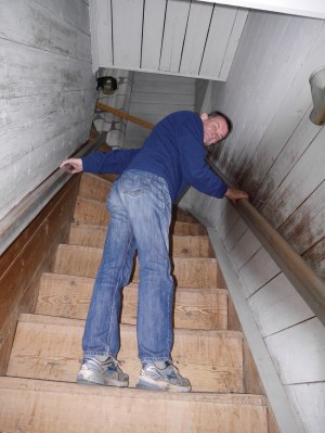 Lovely view as J climbs the step and irregular steps