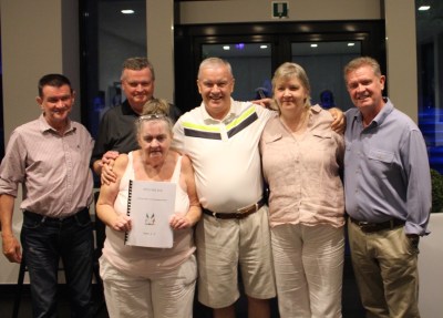 The Clune Siblings with the family history that Tom researched.