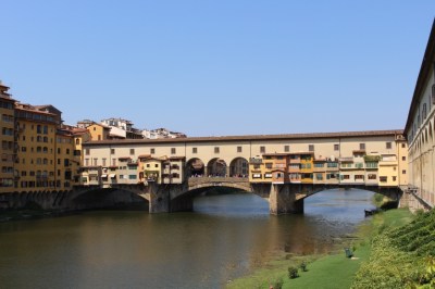 Ponte vechio: A German General disobeyed orders as he refused to blow it up as the allies approached. It has housed jewellery shops since C15 as the butchers' smells offended the de Medici's who crossed between Palaces in the tunnel way across the top.