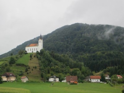 A typical view on our route. All the hills and mountains are really pointy and churches seem to inhabit the tops - is climbing up to them some sort of penance for this catholic nation?