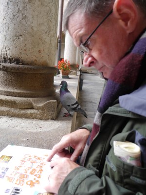 Spot J's unexpected audience - he is on map reading and tour planning today duties!