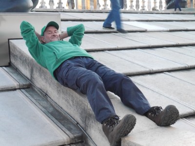 Hope he does not stay still too long ... he may become a statue!