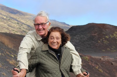 Looks as if dad is about to chuck Mum into the crater ... she was actually being camera shy!