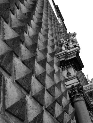 St Jesu church, originally a private palace.  Odd inscriptions on each stone have recently been found to contain a tune.