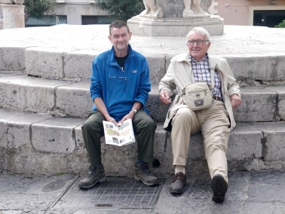 A little rest for the menfolk, as the women checked out a mosaic (unremarkable and up steps)!
