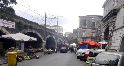 The fruit market leading to the fish market under the arches.