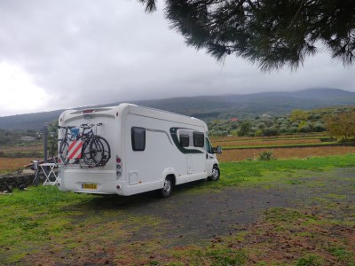 Our pitch with views, once the clouds lifted a bit. 